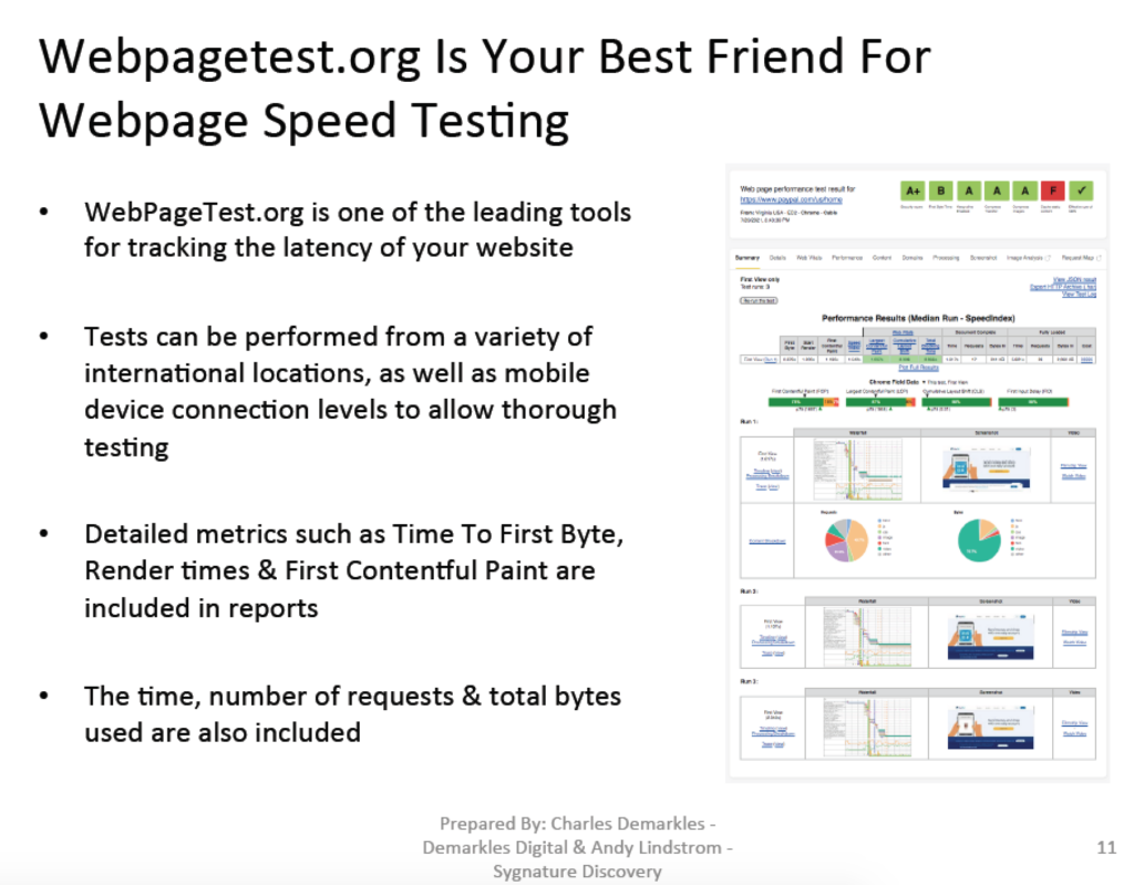 Overview Of WebPageTest.org Results Output